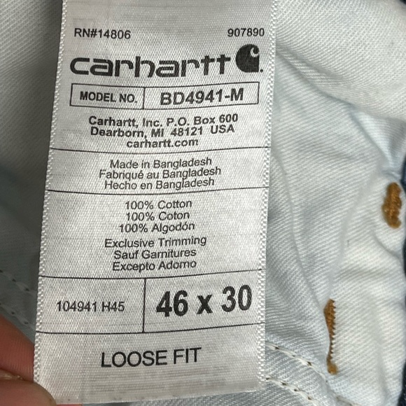 Carhartt Blue Loose Fit Cargo Carpenter Work Construction Jeans Size 46x30 - Picture 10 of 10